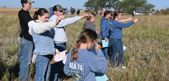 Students determine the slope of land for Land Judging Contest